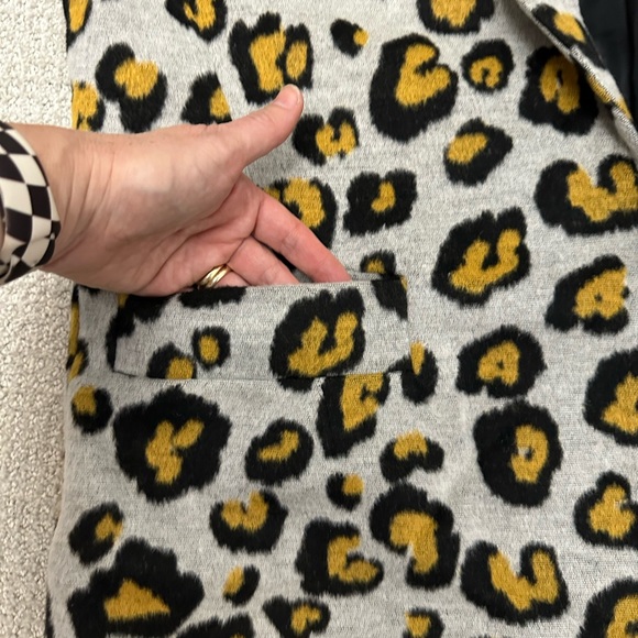 Brave Soul Leopard Print Tall Edie Tailored Long Jacket - Picture 9 of 10